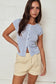 PT19580 - Striped Ribbed Button Front Top