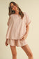 IST1598-H OVERSIZED SHORT SLEEVE TOP WITH BELTED SHORTS SET
