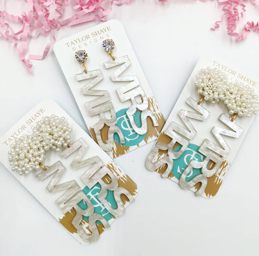 Shimmer "MRS" Bridal Earrings