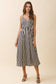 CD06334-Striped V Neck Smocked Back Midi Dress