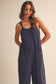IJP3259 PINSTRIPE RELAXED FIT SLEEVELESS JUMPSUIT