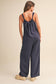 IJP3259 PINSTRIPE RELAXED FIT SLEEVELESS JUMPSUIT