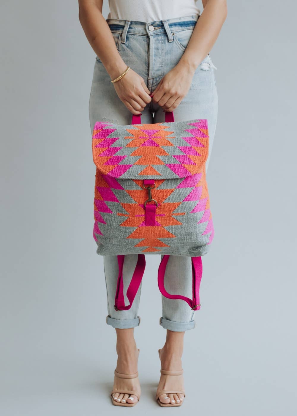 Orange, Pink & Slate Aztec Backpack