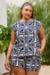 Plus Size Printed Shorts With Elastic Back