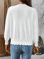 Long Sleeve V-Neck Scalloped Knit Women's Cardigan