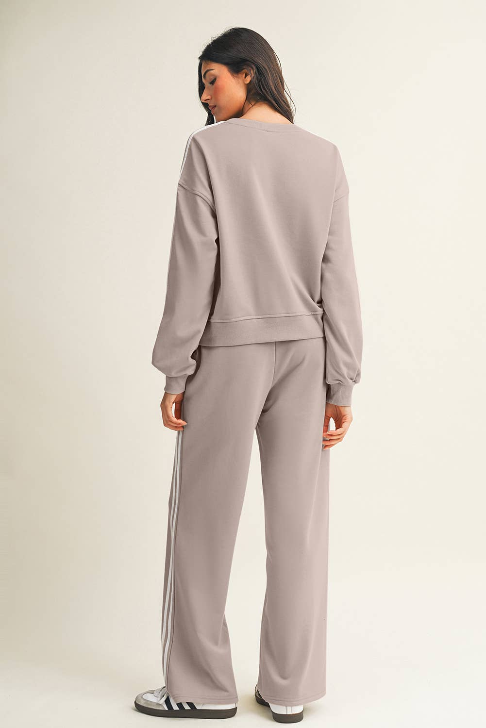 LDC Striped Crewneck Pullover Sweatpants 2pcs Outfit