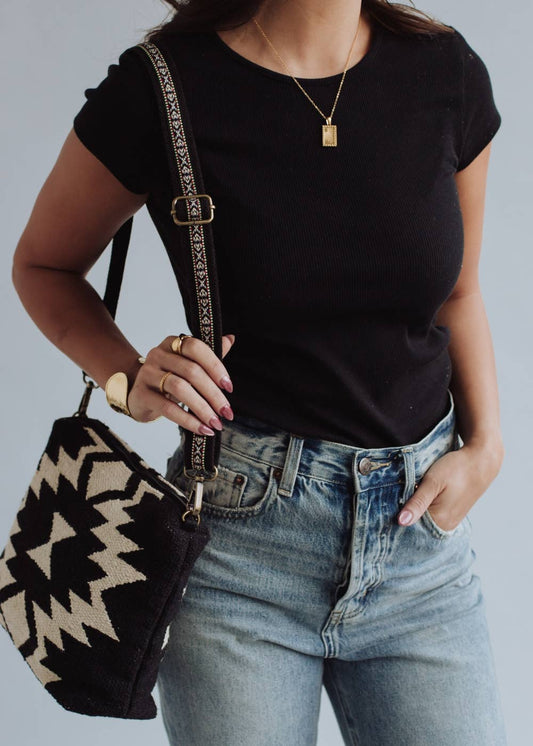 Black & Cream Aztec Crossbody