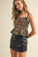 CT9469-Leopard Print Adjustable Tie Straps Peplum Top