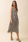 CD06334-Striped V Neck Smocked Back Midi Dress