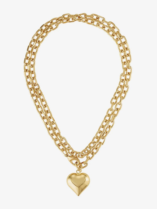 Poppy Puffy Heart Necklace - Gold
