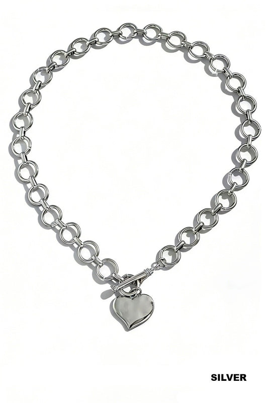 Notable Hammered Heart Toggle Necklace